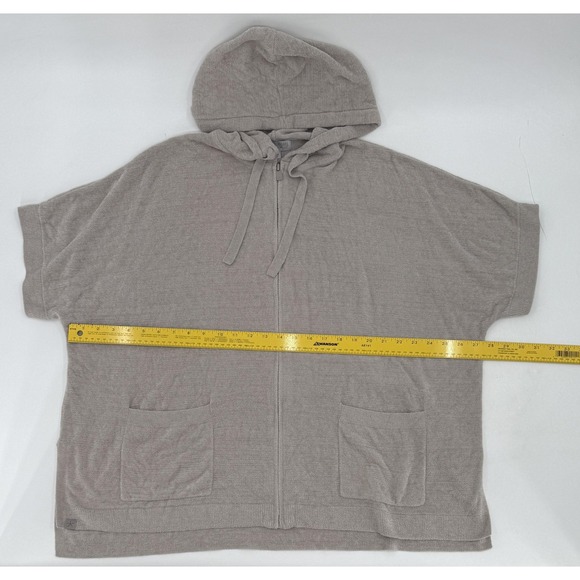 Barefoot Dreams Hoodie Womens L/XL CozyChic Ultra Lite Zip Short Sleeve Poncho - Picture 8 of 9